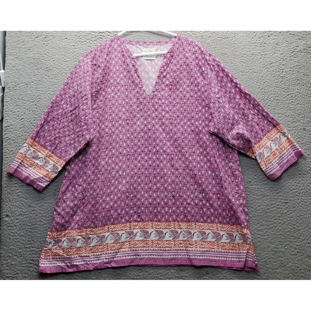 Beach to Bistro by Sigrid Olsen Cover-Up Top Women XL Multicolor Floral Swimwear